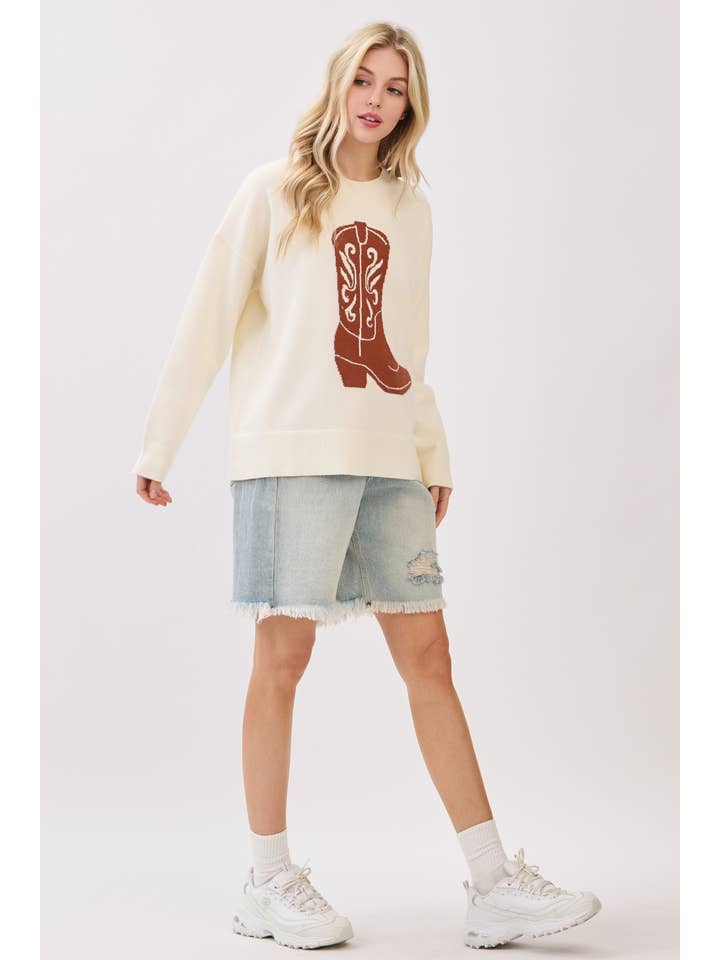 NAVY Cowboy Boot Knit Sweater for wholesale on Faire11
