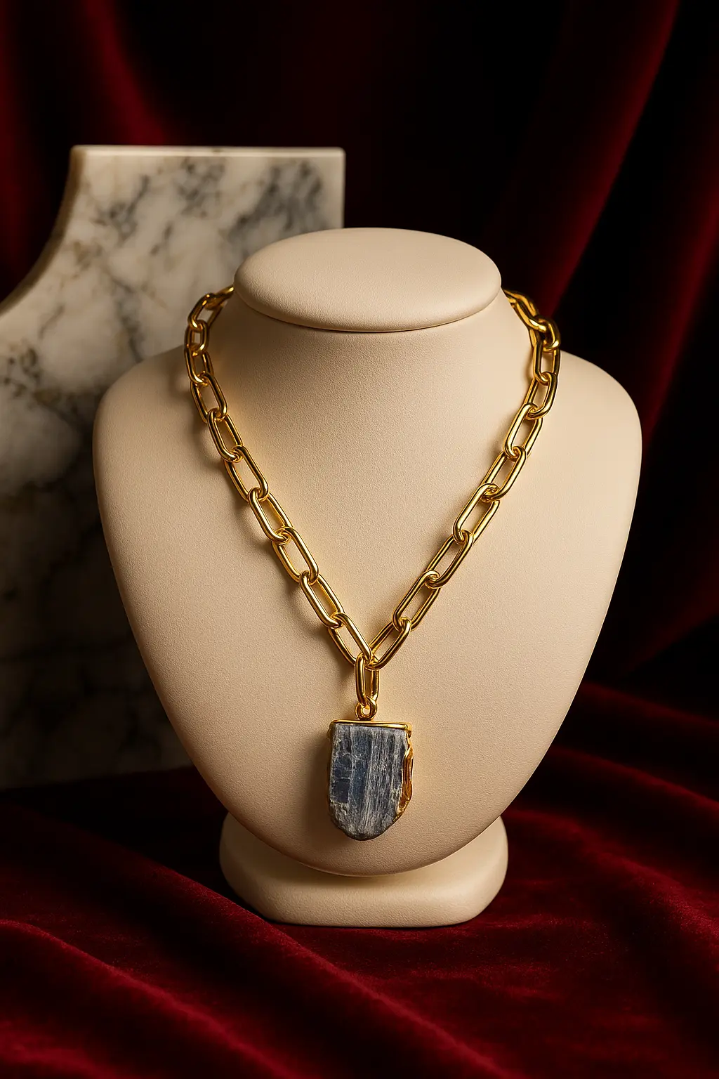 PHOEBE´S - Wholesale Pendant/Charm Necklace - Blue Kyanite Necklace on Gold Chain0