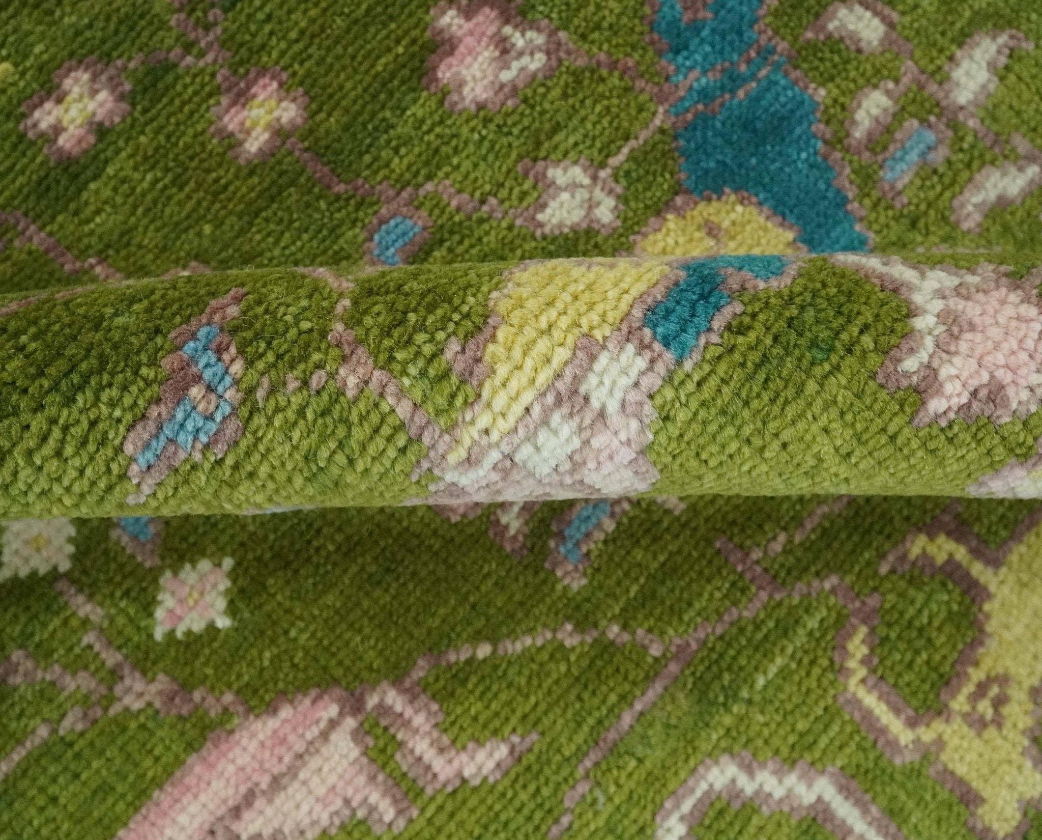 The Rug Decor, Inc. - Wholesale Area Rug - The Green Jungle Life Teal and Peach Peacock Bird Hand Knotted Custom Made Wool Area Rug5