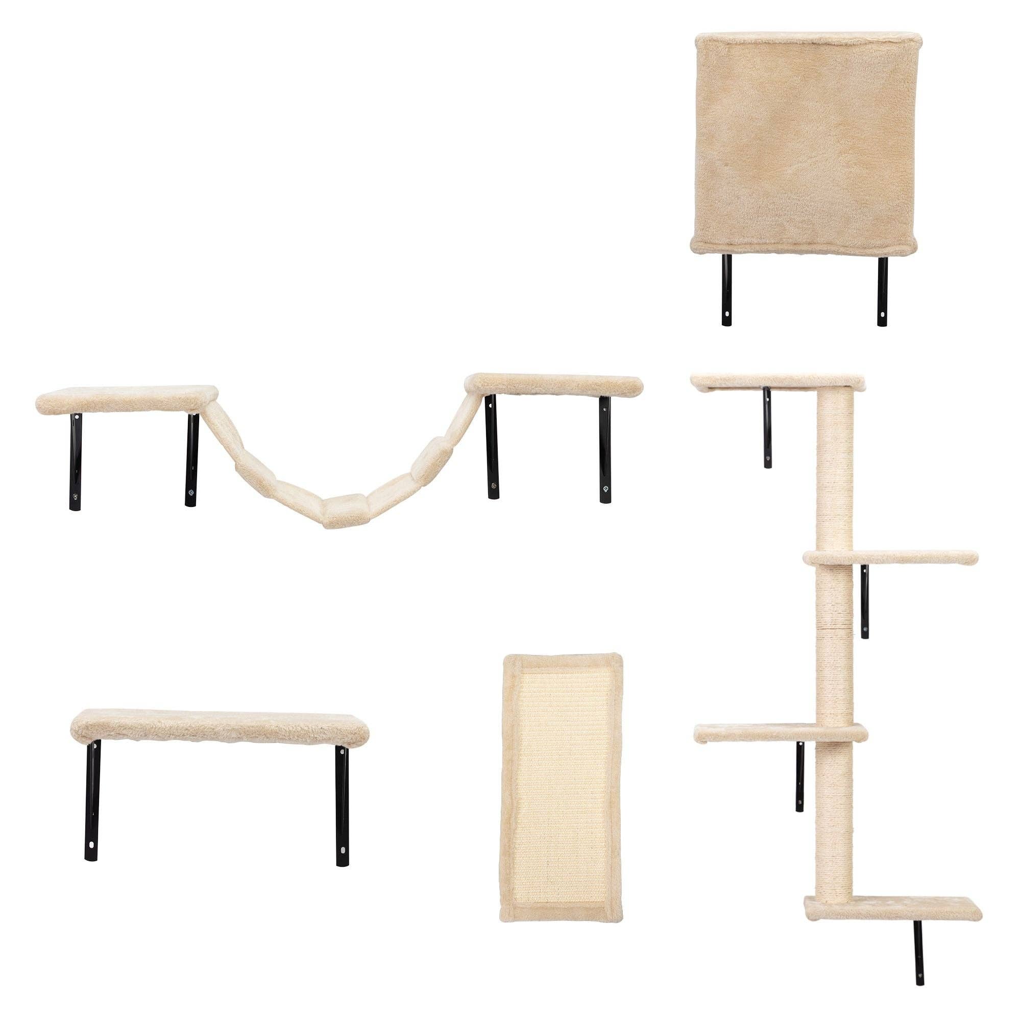 Hard Rock Health Stores - Wholesale Pet Scratcher - Cat - 5 Pcs Wall Mounted Cat Climber Set;  Floating Cat Shelves and Perches;  Cat Activity Tree with Scratching Posts;  Modern Cat Furniture2