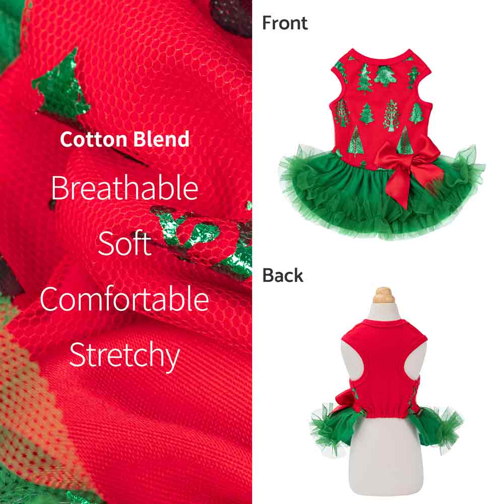 Red Christmas Tree Dog Tutu Dress for wholesale on Faire3
