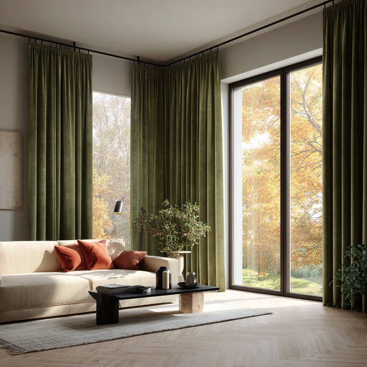 Fully Blackout Dark Green Velvet Curtain for wholesale by North Curtain