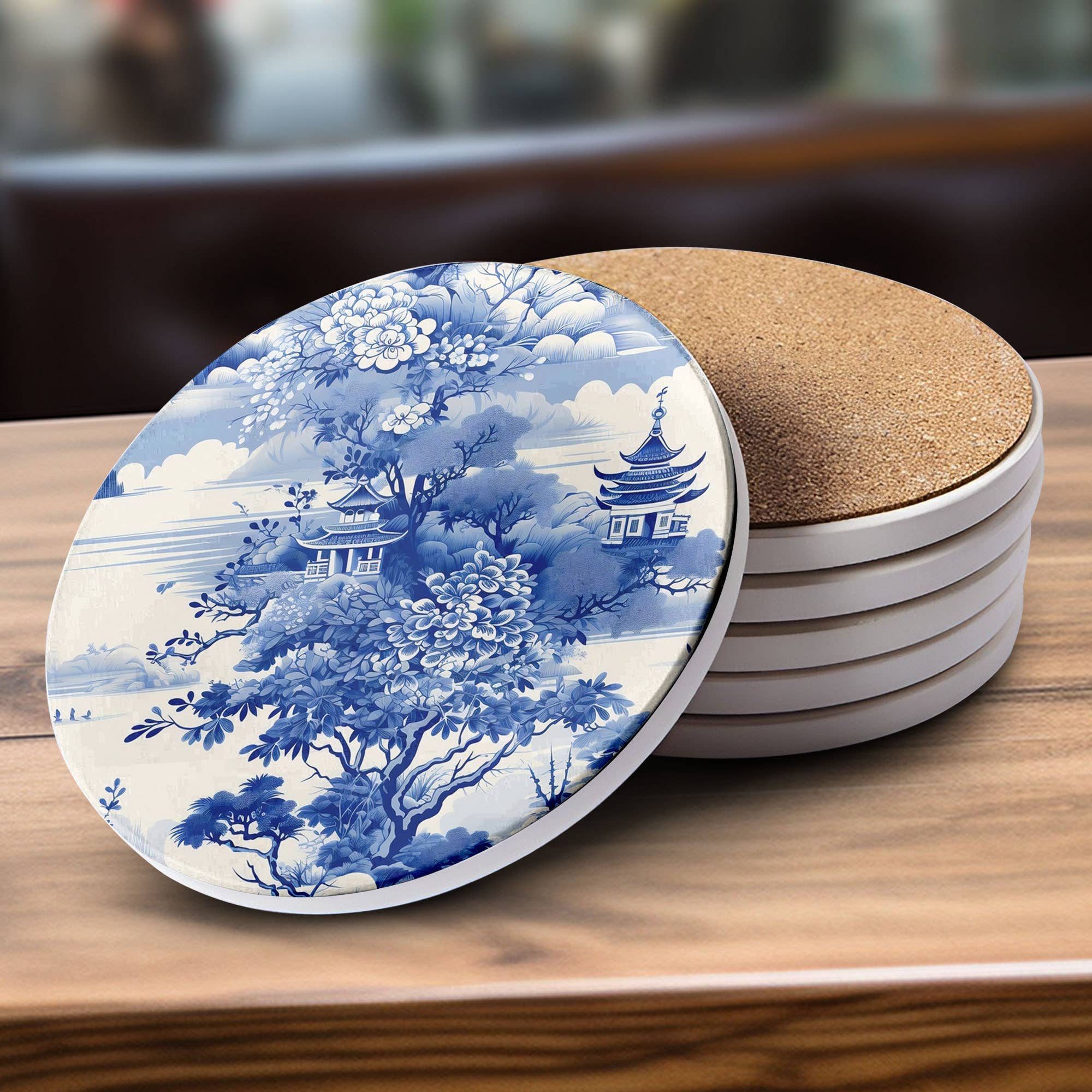 Gia Roma - Wholesale Coasters - Blue and White Chinoiserie Coasters | Elegant Kitchen Decor 6