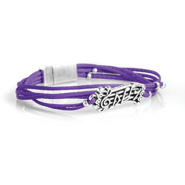 Bracelet en cuir Music Score Violet pour la vente par THE MUSIC GIFTS COMPANY