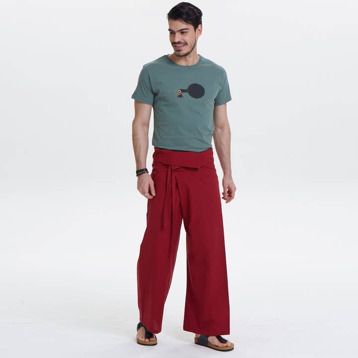 Thai Fisheman Style Wide Leg Red Yoga Pants for wholesale by Los Banditos