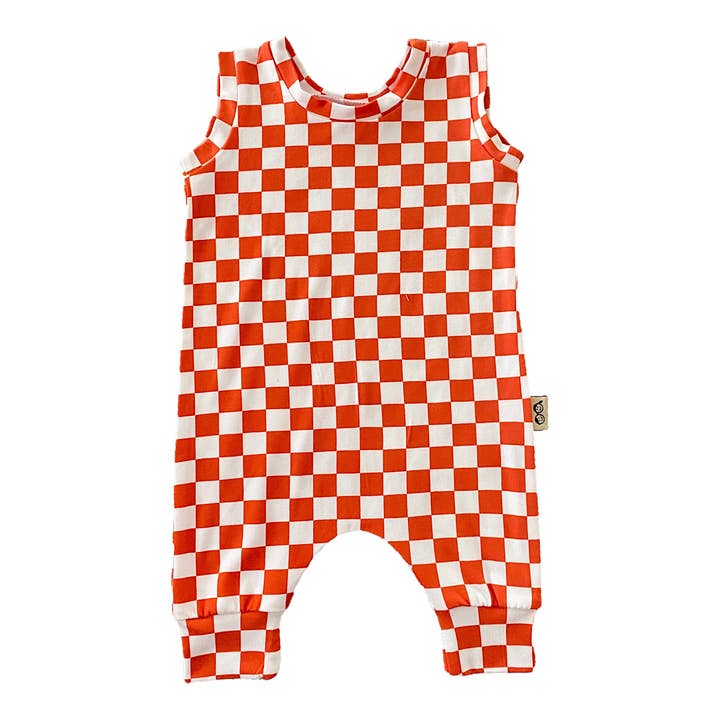 Orange Retro Checkered Harem Romper for wholesale by Dudis Design