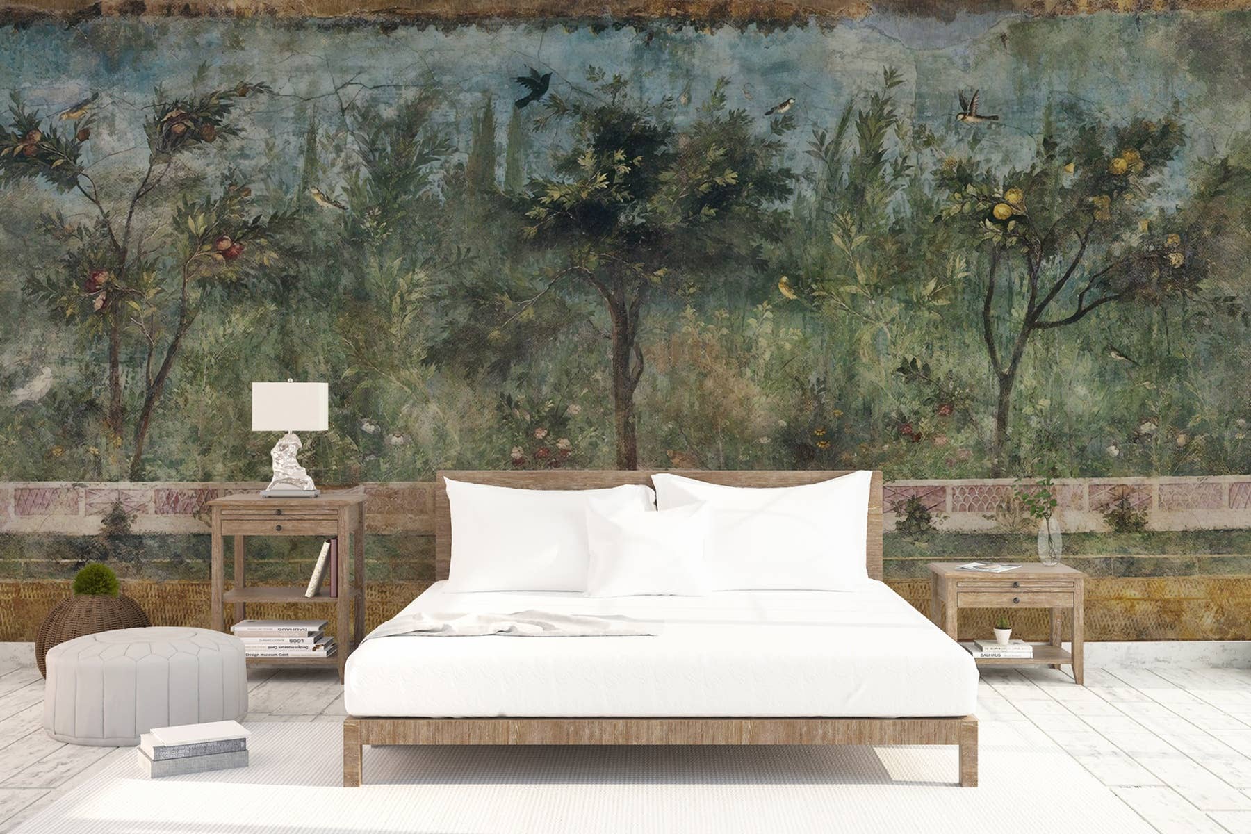 GK Home Decor - Vente Papier peint - Papier peint amovible naturel vintage arbres à citrons de forêt3