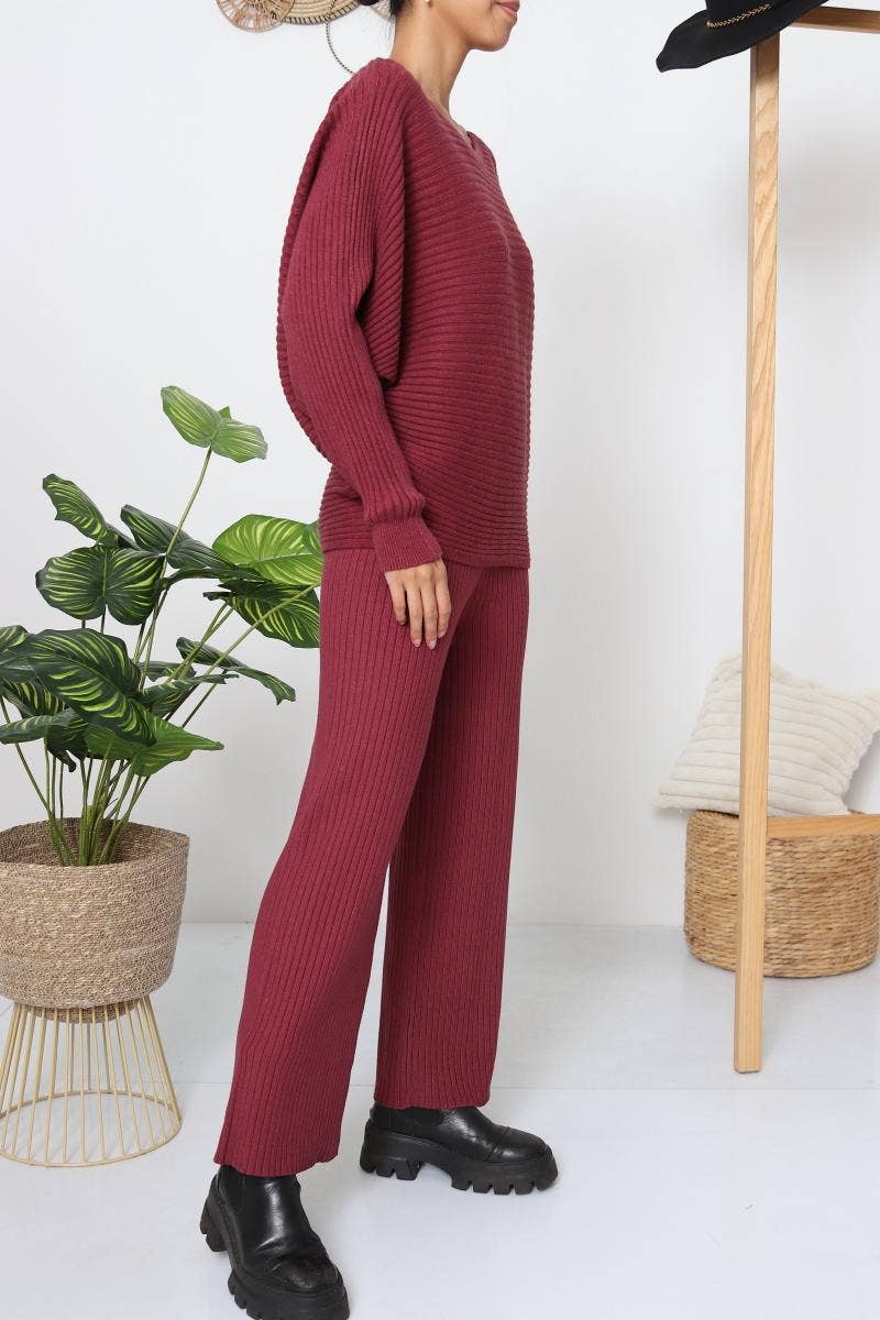 DIX-ONZE - Wholesale Top & Pant Set (NOT Loungewear) - Women's - Ribbed Fine Knit Set – Oversized Sweater & Wide-Leg Pants25