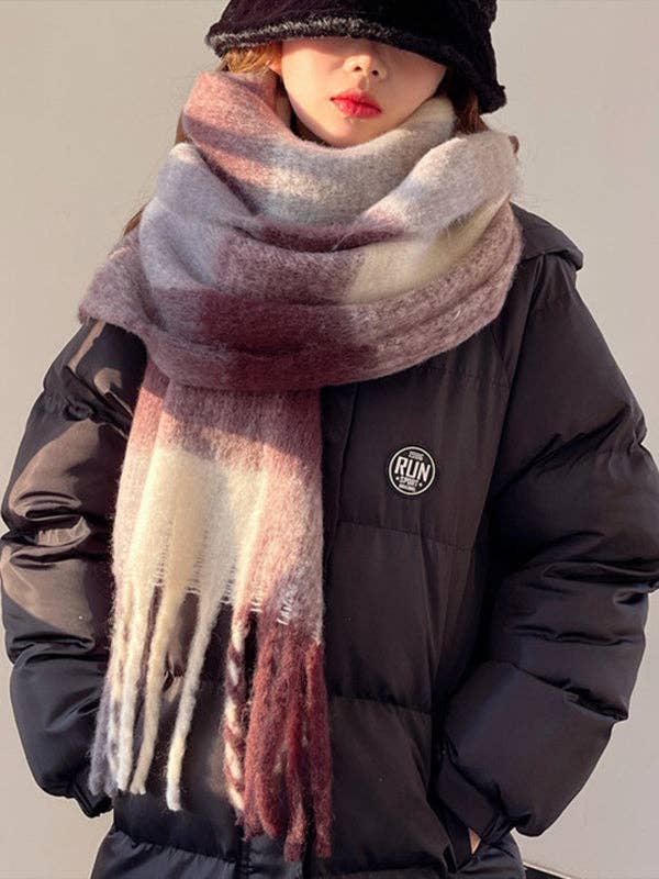 StyleGalX - Wholesale Scarf - Women's - Fashion Keep Warm Tasseled Checkered Shawl&Scarf17