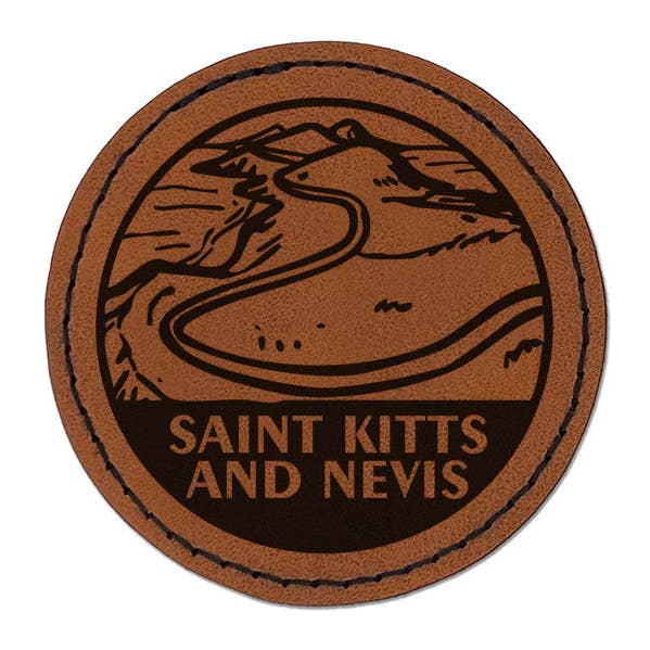 Route de la péninsule de Saint-Kitts-et-Nevis Patch en similicuir gravé à repasser - 2,5 pouces - Marron pour la vente par Sniggle Sloth