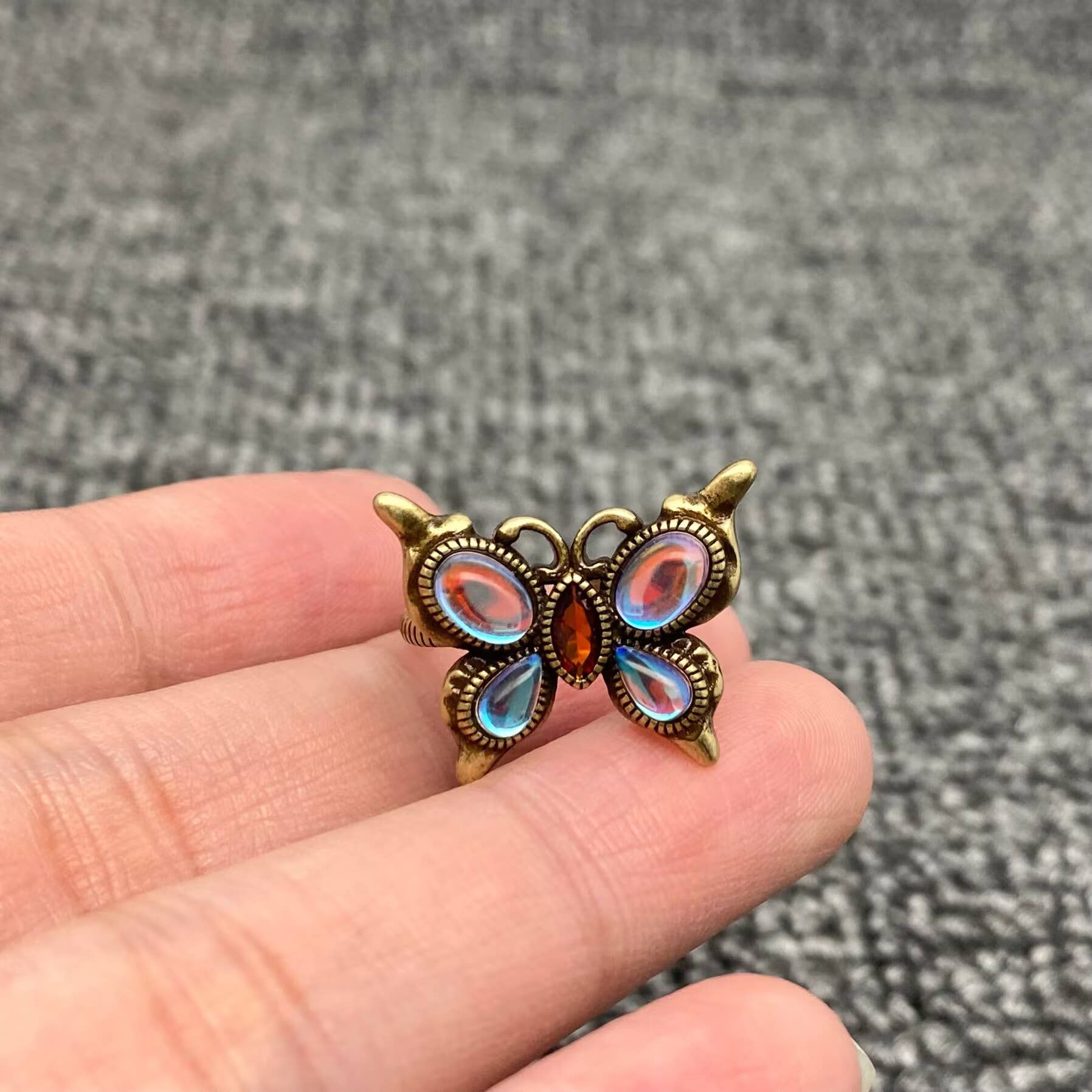 Mio Queena - Wholesale Cocktail/Statement Ring - Vintage Color Changing Butterfly Bronze Adjustable Ring0