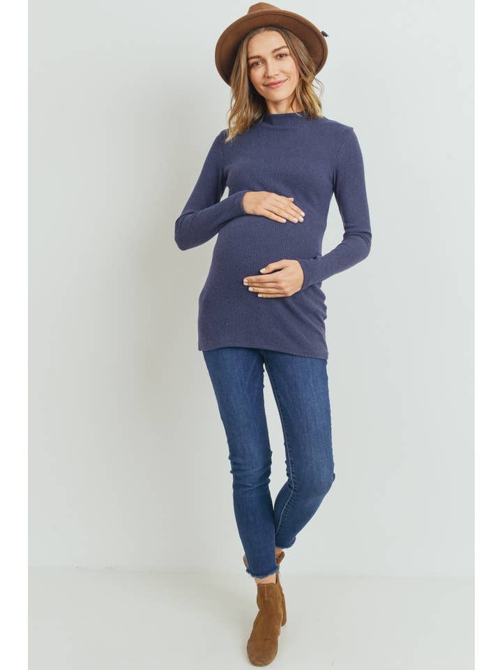 Hello Miz - Vente Haut - Top côtelé de maternité à col montant et manches longues37