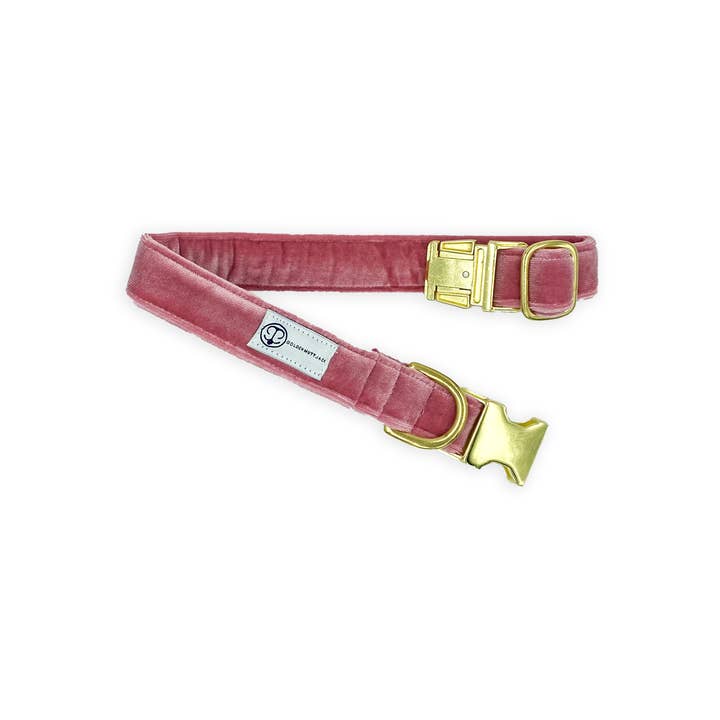 Pink Velvet Standard Collar for wholesale by Golden Mutt Jack