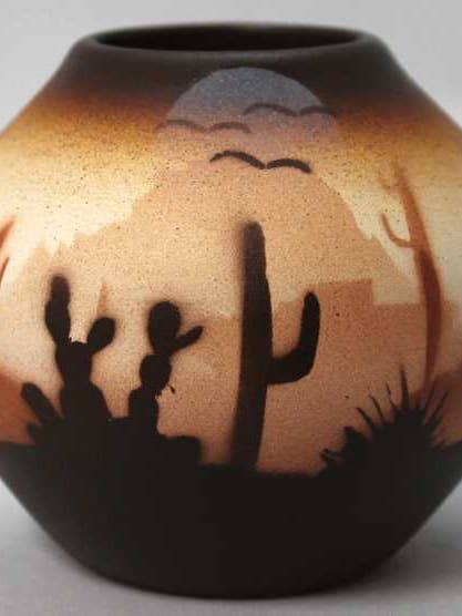 46035 Brown Sonora Desert Mini Pot for wholesale by Cedar Mesa Pottery