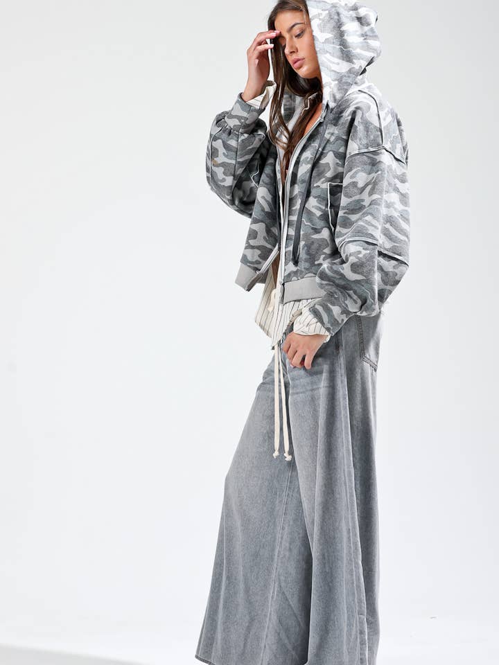 NB80014-1 - chaqueta con capucha de camuflaje lavado. para venta al por mayor de NOABOA