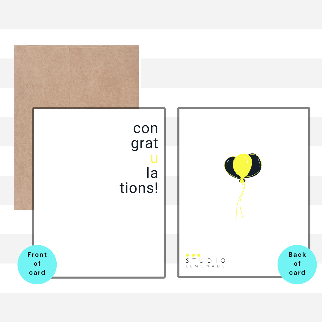 STUDIO LEMONADE - Wholesale Congratulations Card - congratulations! Greeting Card with Kraft Envelope6