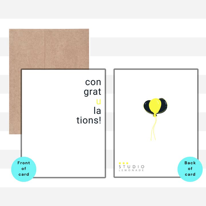STUDIO LEMONADE - Wholesale Congratulations Card - congratulations! Greeting Card with Kraft Envelope6
