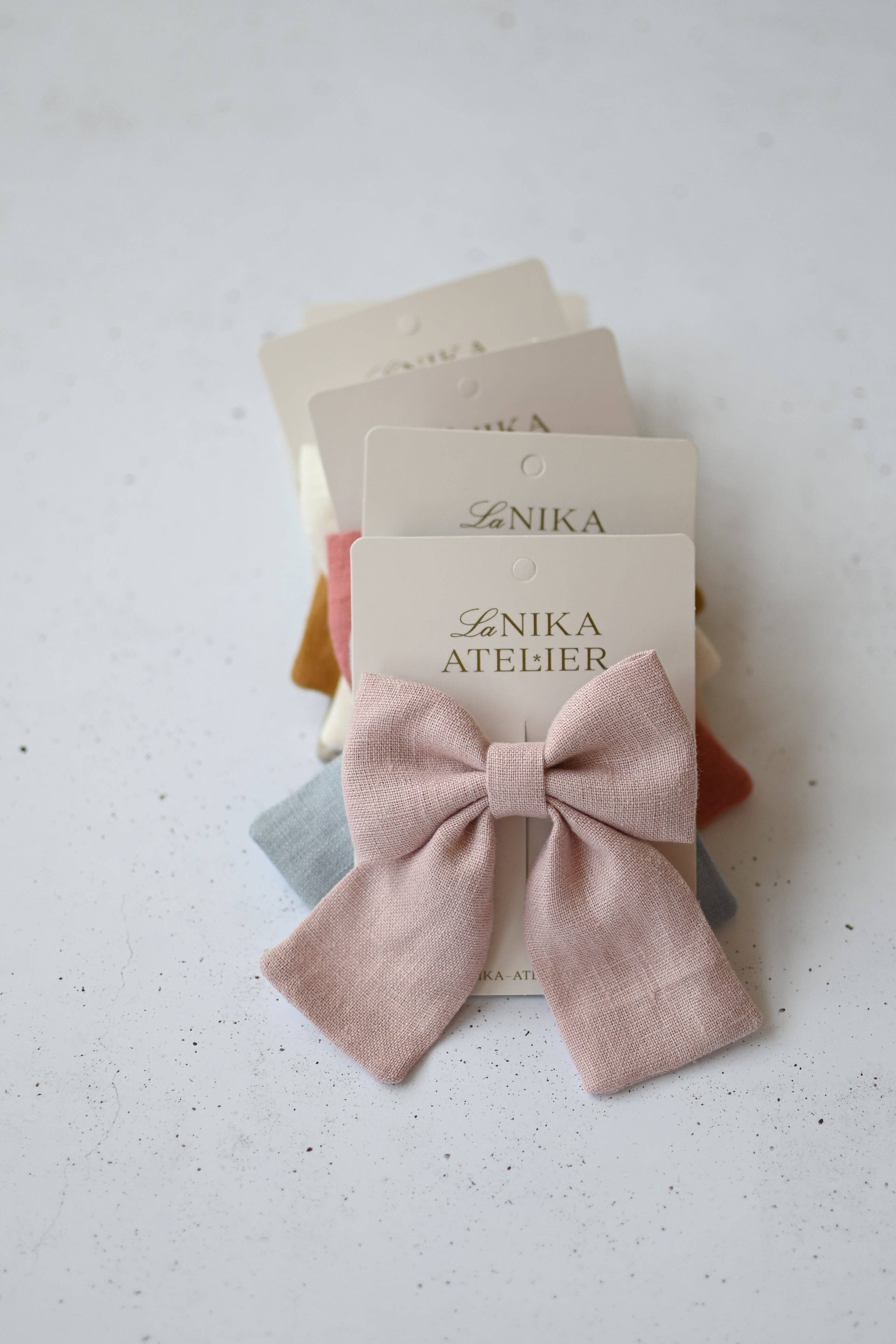 Lanika Atelier, Nika Korošec s.p. - Wholesale Hair Bow - Women's - Midi linen hair bows in pastel colors