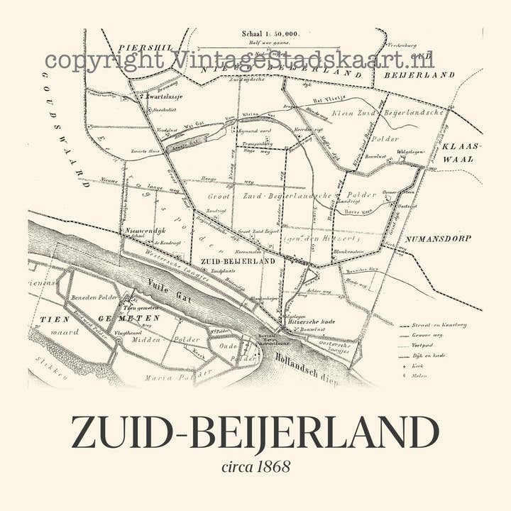 Vintage Stadskaart - Wholesale Map - South Beijerland in vintage style2