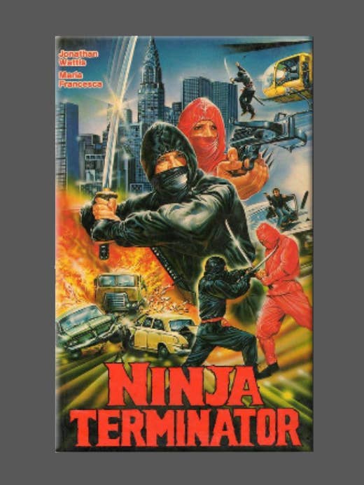 NINJA TERMINATOR, magnete, pulsante, specchio, film anni '80 per la vendita all'ingrosso da parte di Ba Ba Buttons