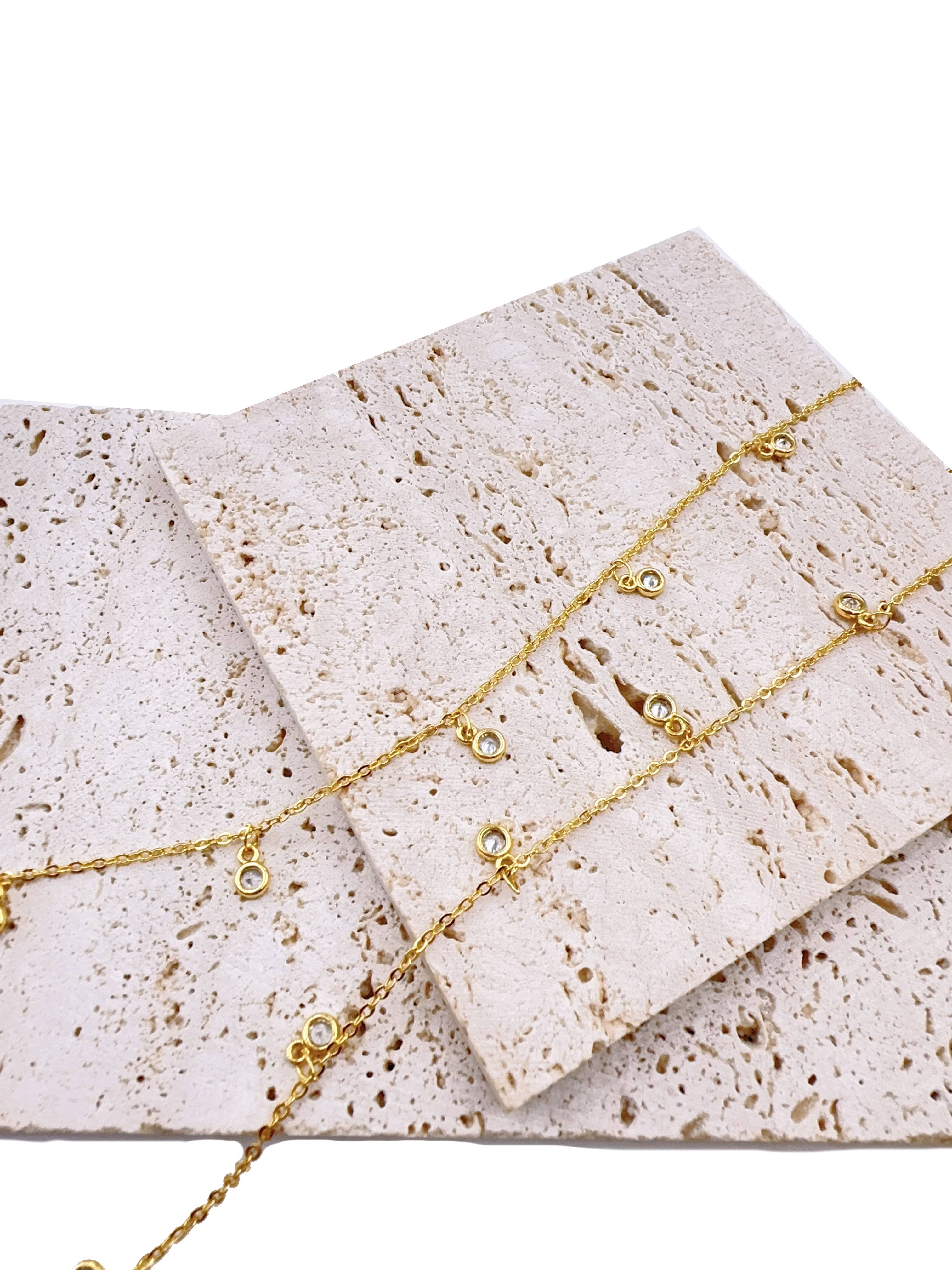 Beads Creation - Wholesale Craft Supplies - Gold Diamond CZ Bezel Necklace Craft Supplies Chain CH3251