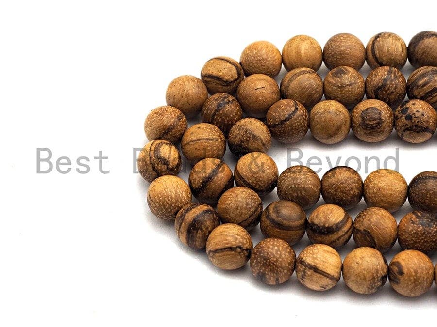 BestBeads&Beyond - Wholesale Kralen - Natuurlijke gladde ronde houten kralen 6mm/8mm/10mm/12mm, natuurlijke bruin houten kralen met houtnerf, streng van 39,4 cm, SKU#U4643