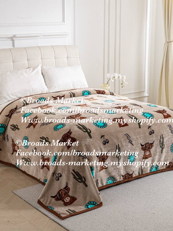 Highland Cow Eight Ball Blanket A24 for wholesale by Broads Market