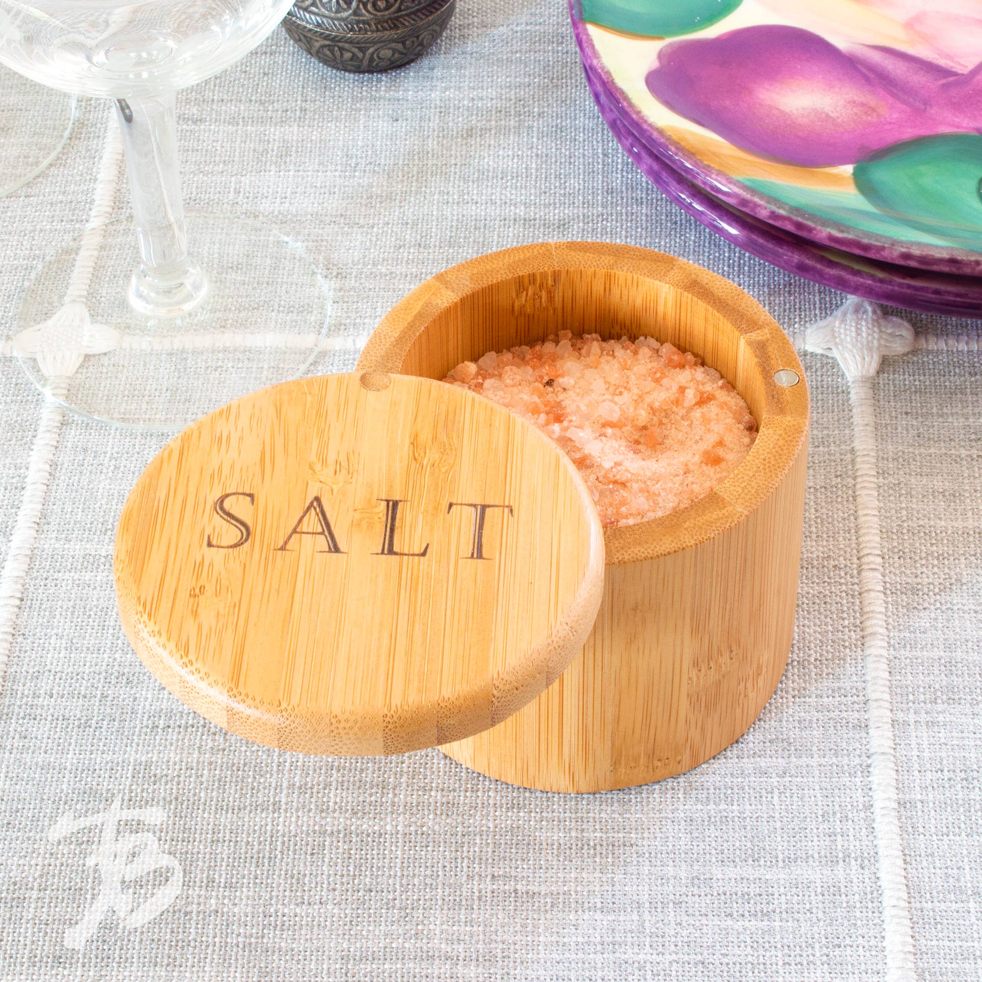 Totally Bamboo - Wholesale Food Storage Container - "Salt" Engraved Salt Cellar Storage Box2