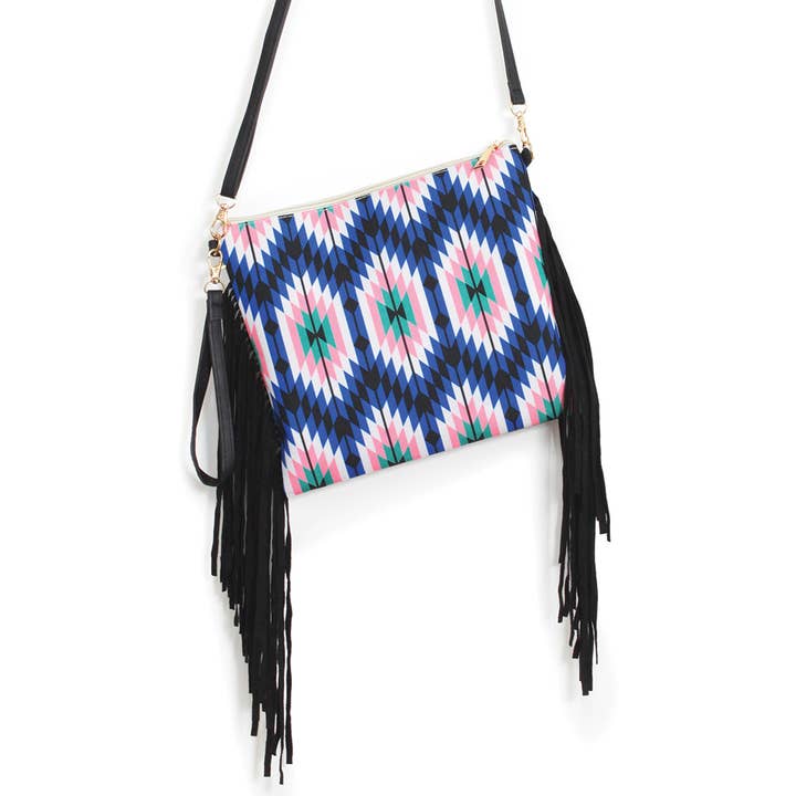 Fashion City - Vendita all'ingrosso Borsa a tracolla - Donna - Borsa a tracolla con stampa azteca con nappine