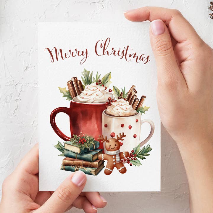 Cozy Bookish Christmas Card Merry Christmas for wholesale by Literary Craft Parlour