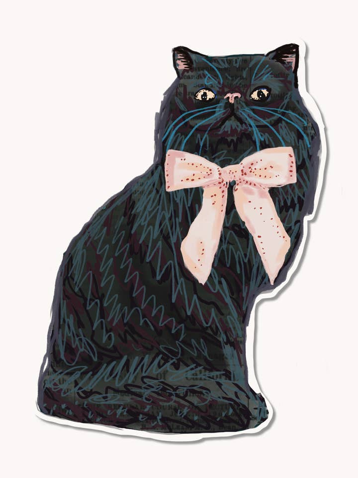 Black Persain Cat Sticker for wholesale by Heather Freitas