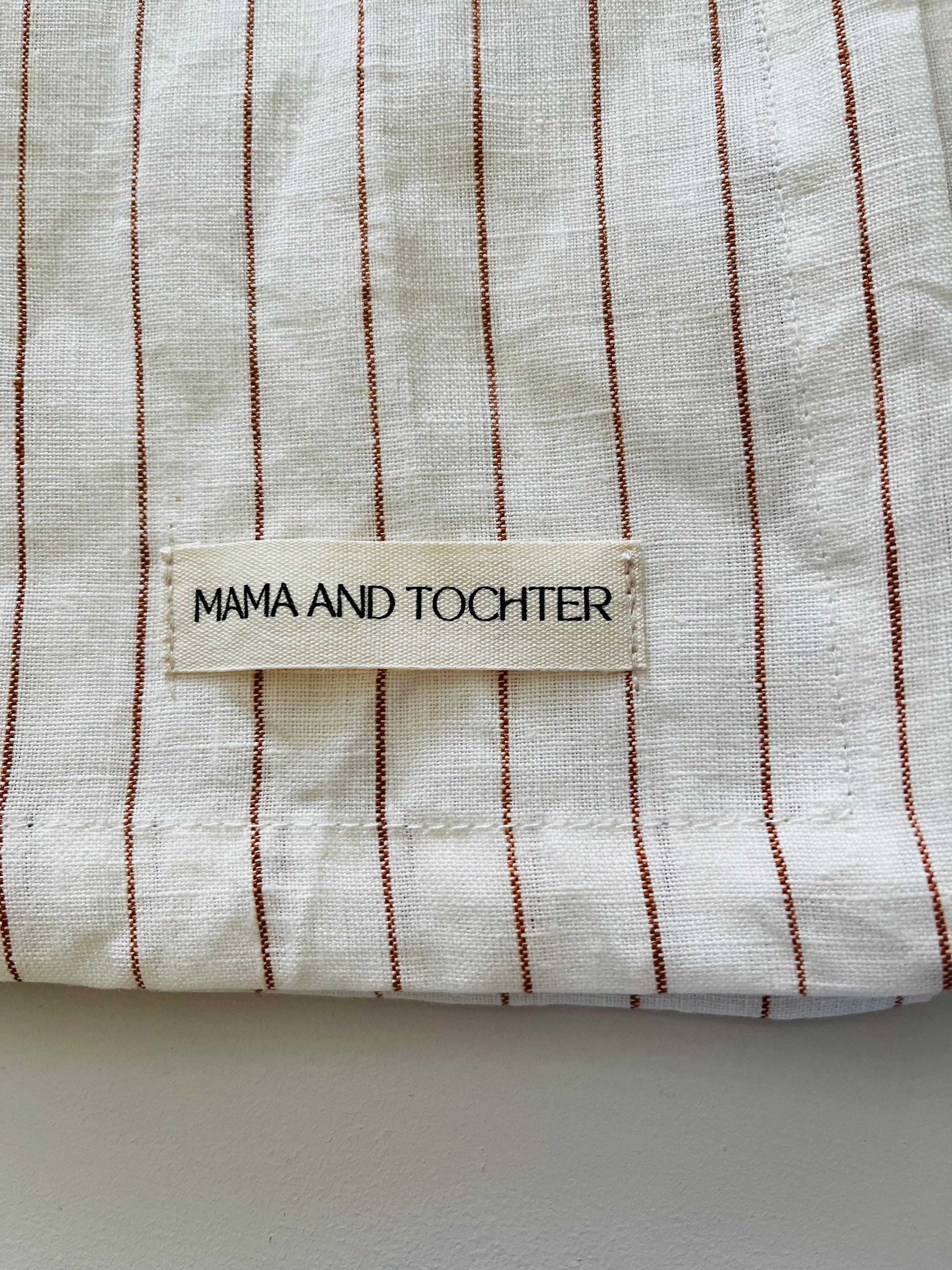 Mama and Tochter - Wholesale Tea Towel - Pure French Linen Tea Towel - Toffee Pinstripes1