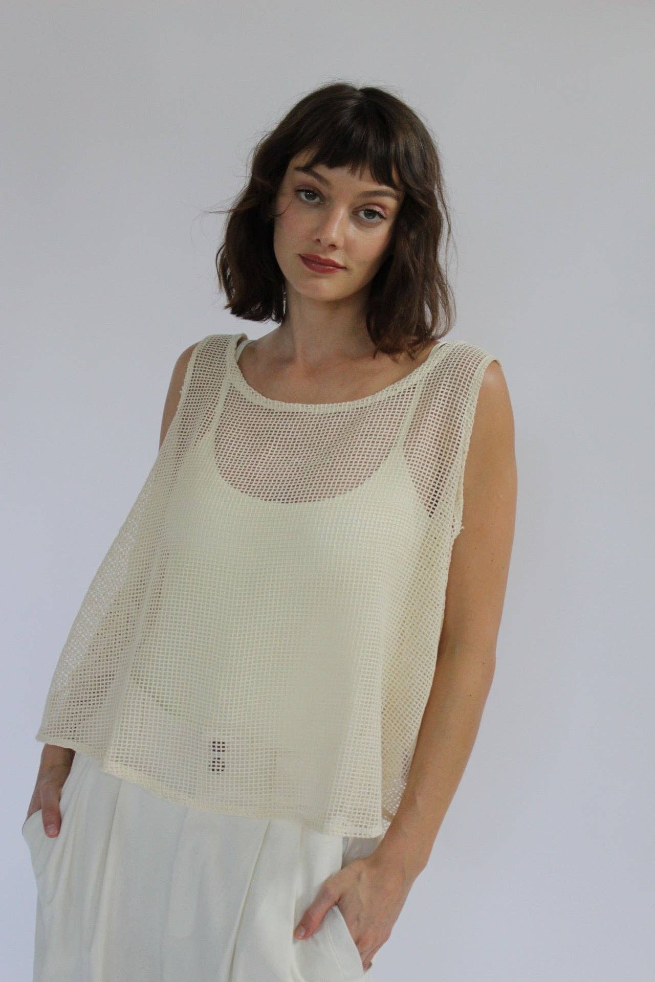 Ecru Marni Netted Cotton Tank for wholesale on Faire4