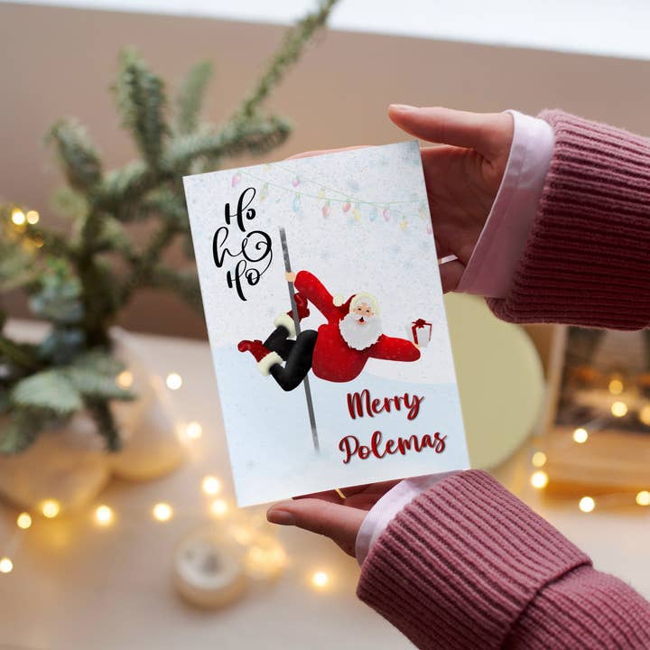 Halfmoon Creative Art – wholesale Christmas card – Pole dancing Santa Christmas card/Pole dancing/ Pole friend
