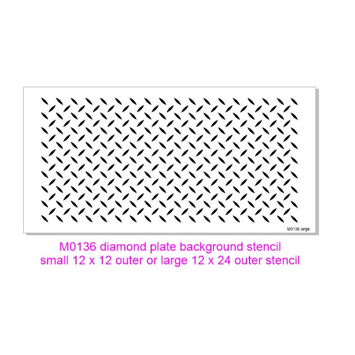 M0138 Diamond Plate Background Stencil for wholesale by Muddaritaville Studio