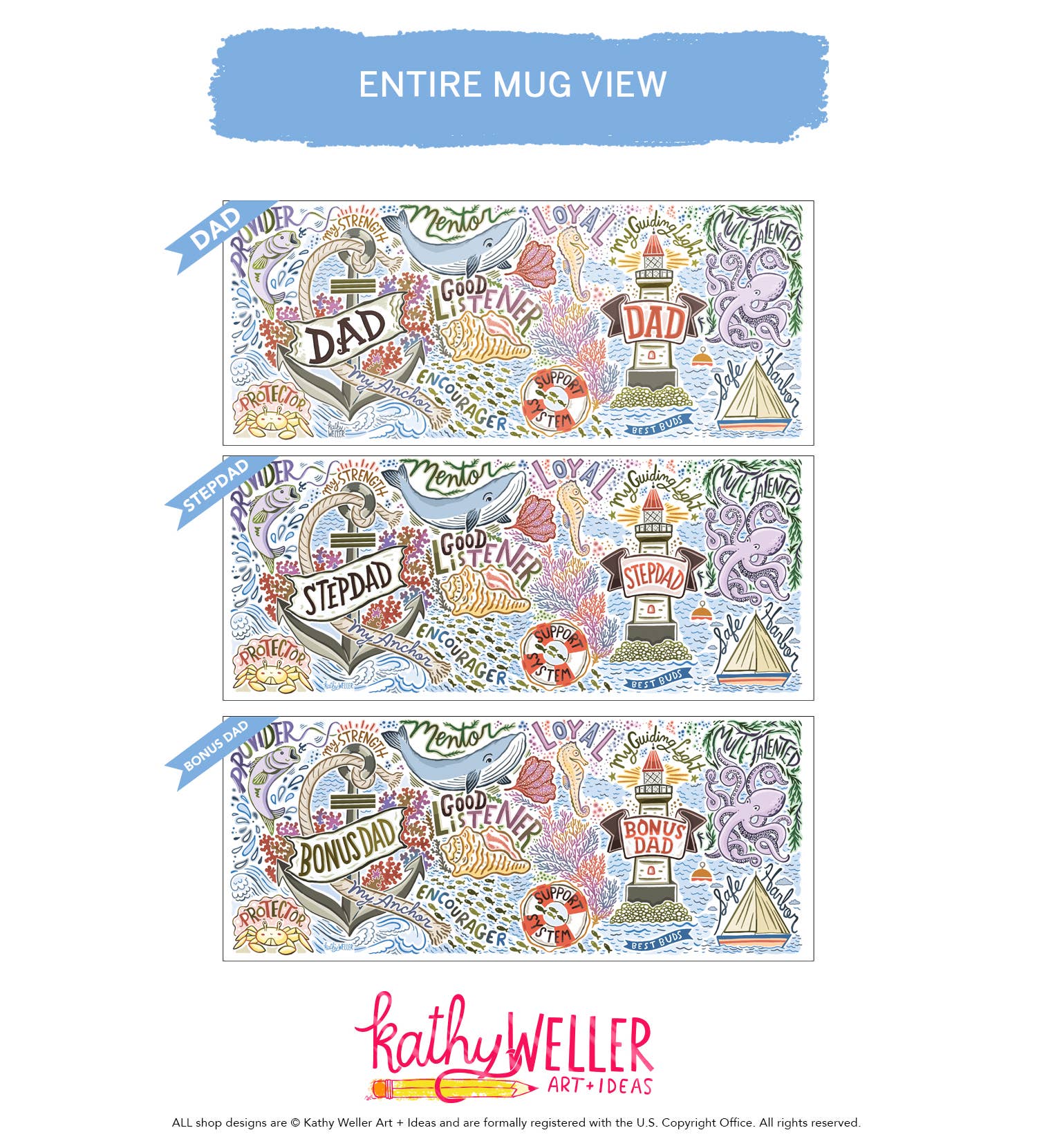 Kathy Weller Art+Ideas - Wholesale Coffee Mug - Dad Ocean-Themed Mug2