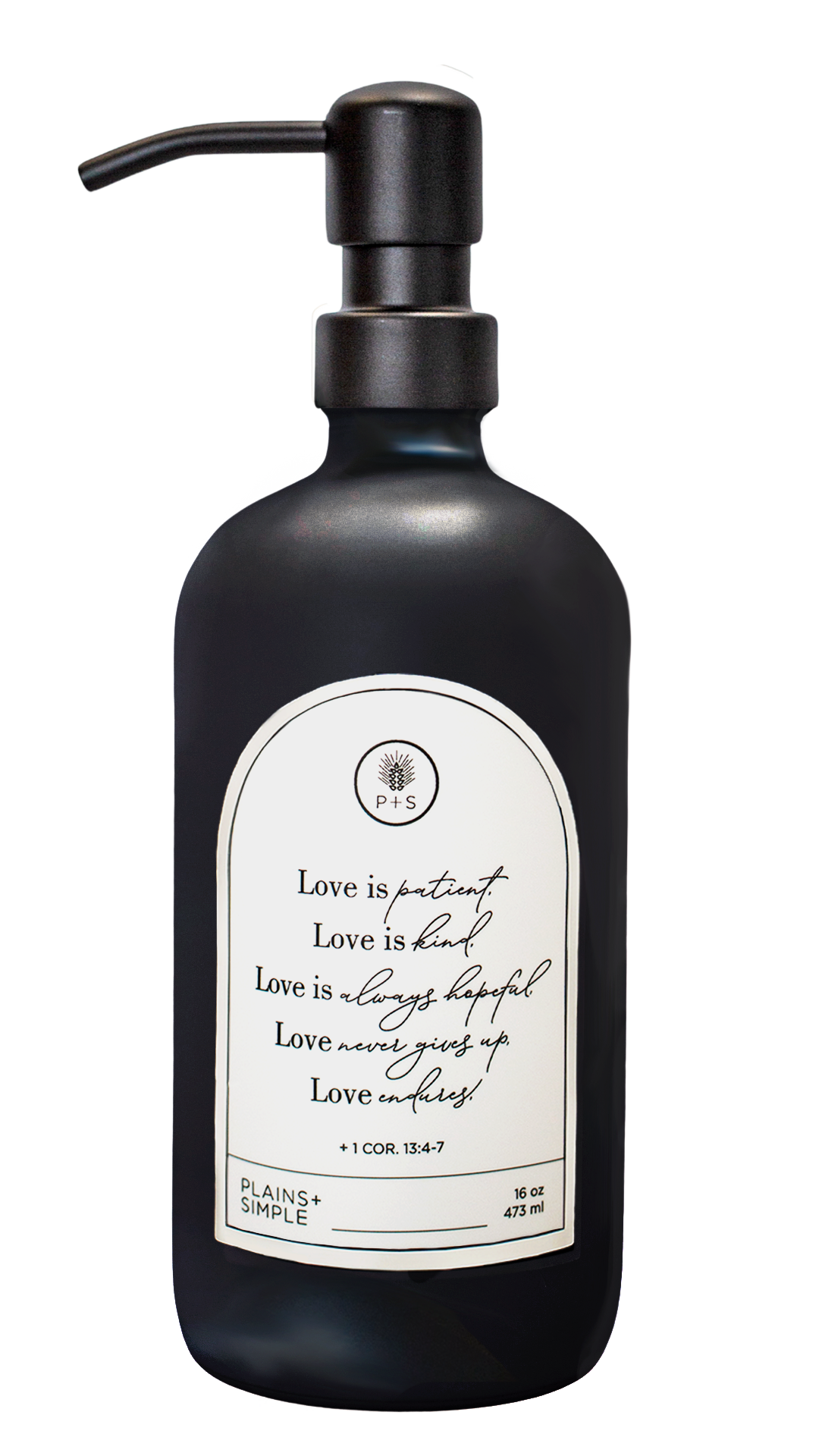 Plains + Simple - Wholesale Spray Bottle - Love Is... Black Glass Reusable Soap/Lotion/Spray Bottle0
