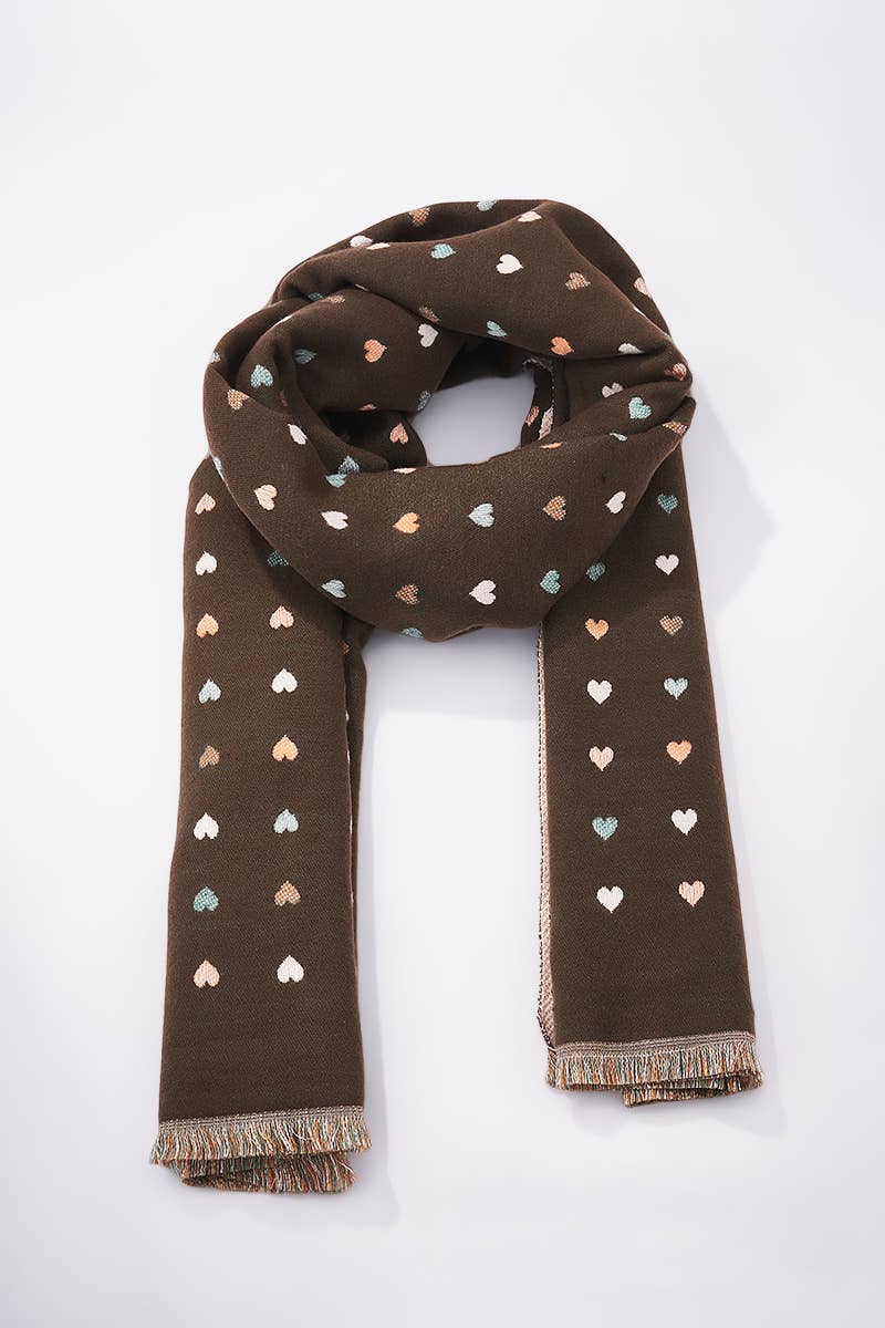 BYREN | ÉLINE L'ATELIER - Wholesale Scarf - Women's - Wool scarf with heart pattern FL209DF1