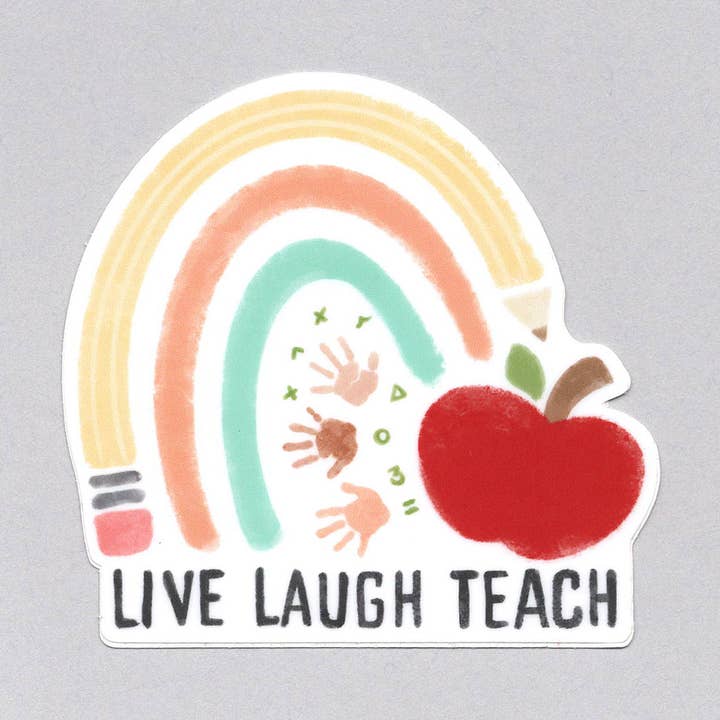 Teachers Live Laugh Teach Rainbow Sticker for wholesale by Bring Aloha