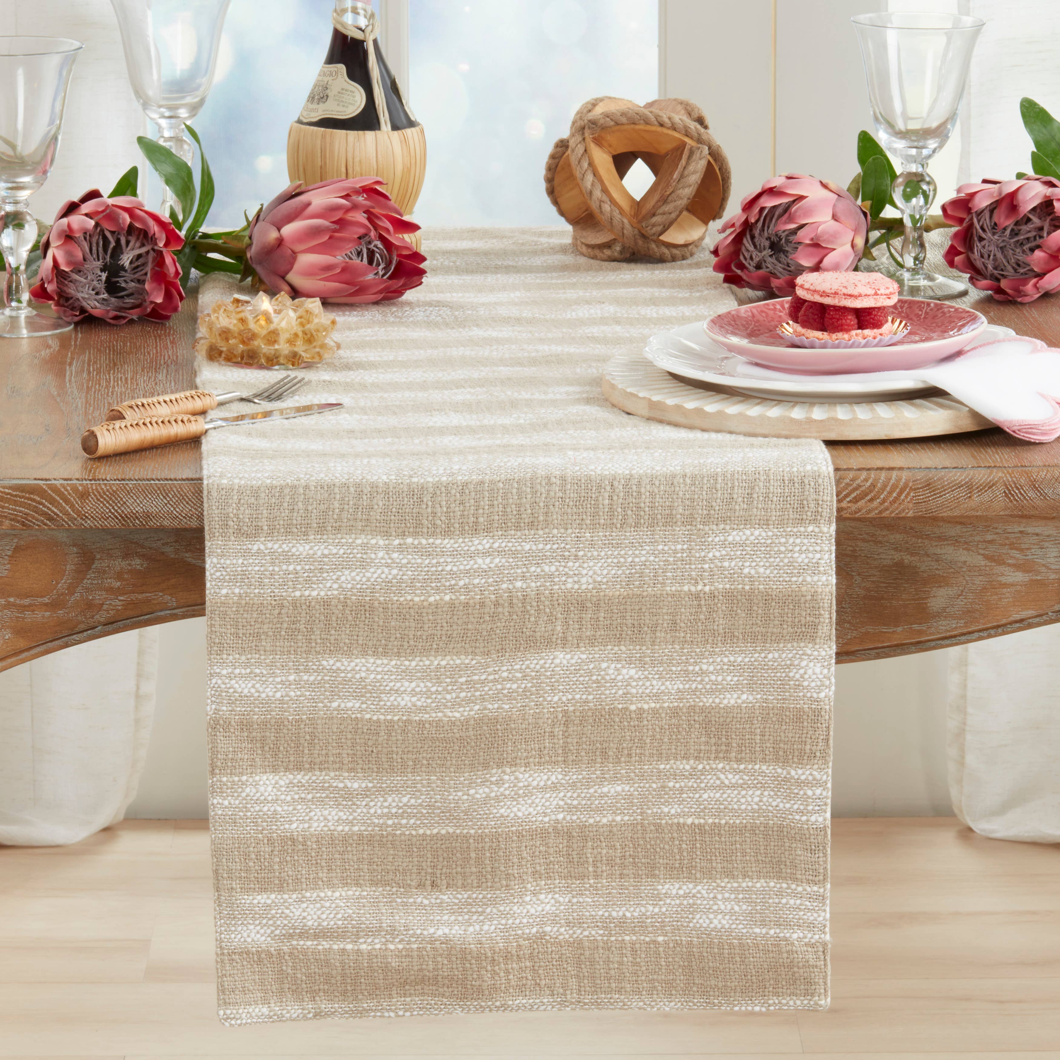 Natural Simply Striped Table Runner for wholesale on Faire2