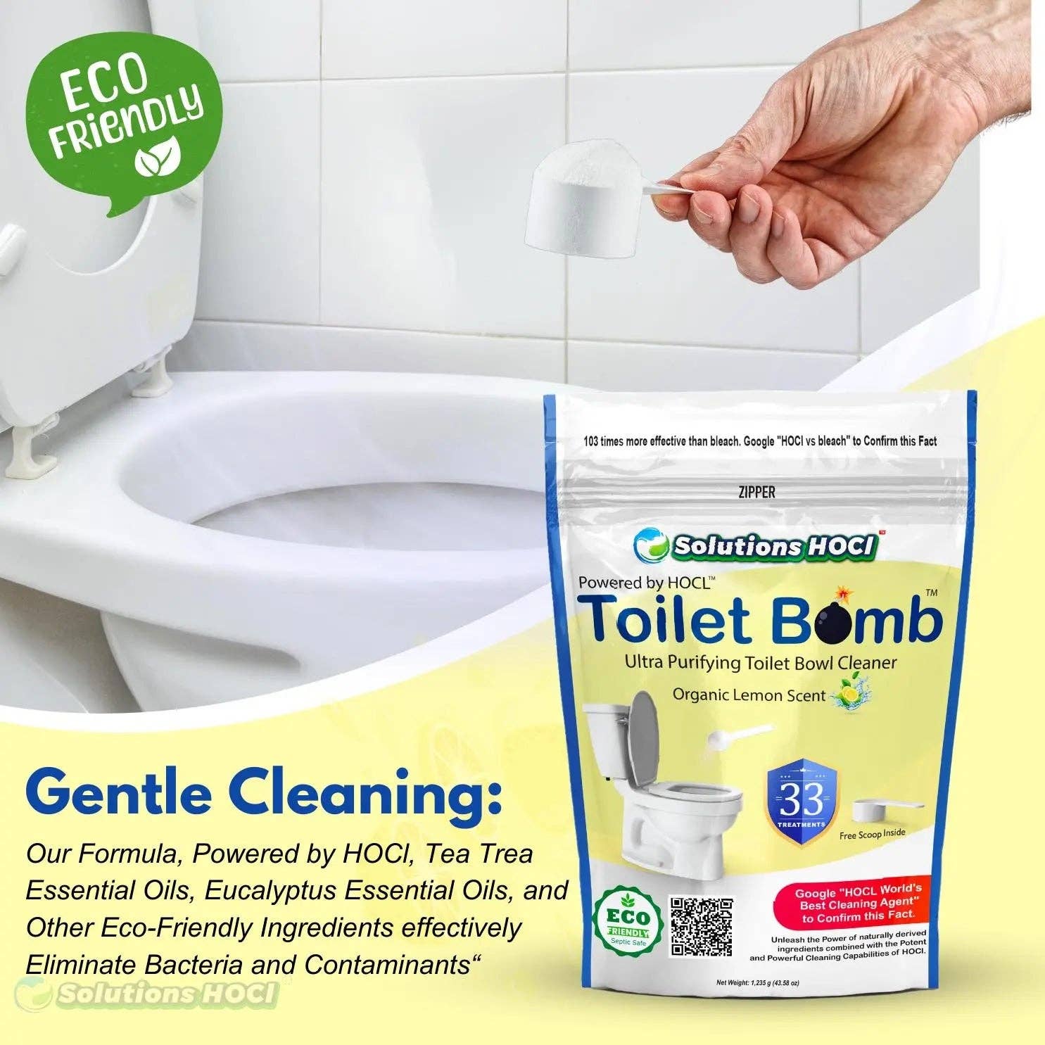 SolutionsHOCL - Vente Nettoyants pour toilettes - Bombe de toilette SolutionShock® - Parfum de citron biologique6