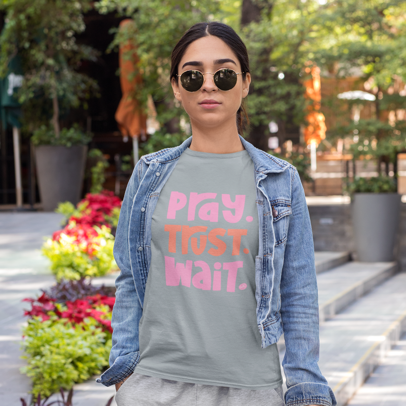 Never Lose Hope Designs - Wholesale Screen Printed T-Shirt - Women's - Pray Trust Wait Christian T-Shirt1