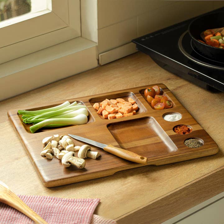 Sous Chef Oak Wood Multi Utility Prep Platter – 12"x14" for wholesale by Indriya Home
