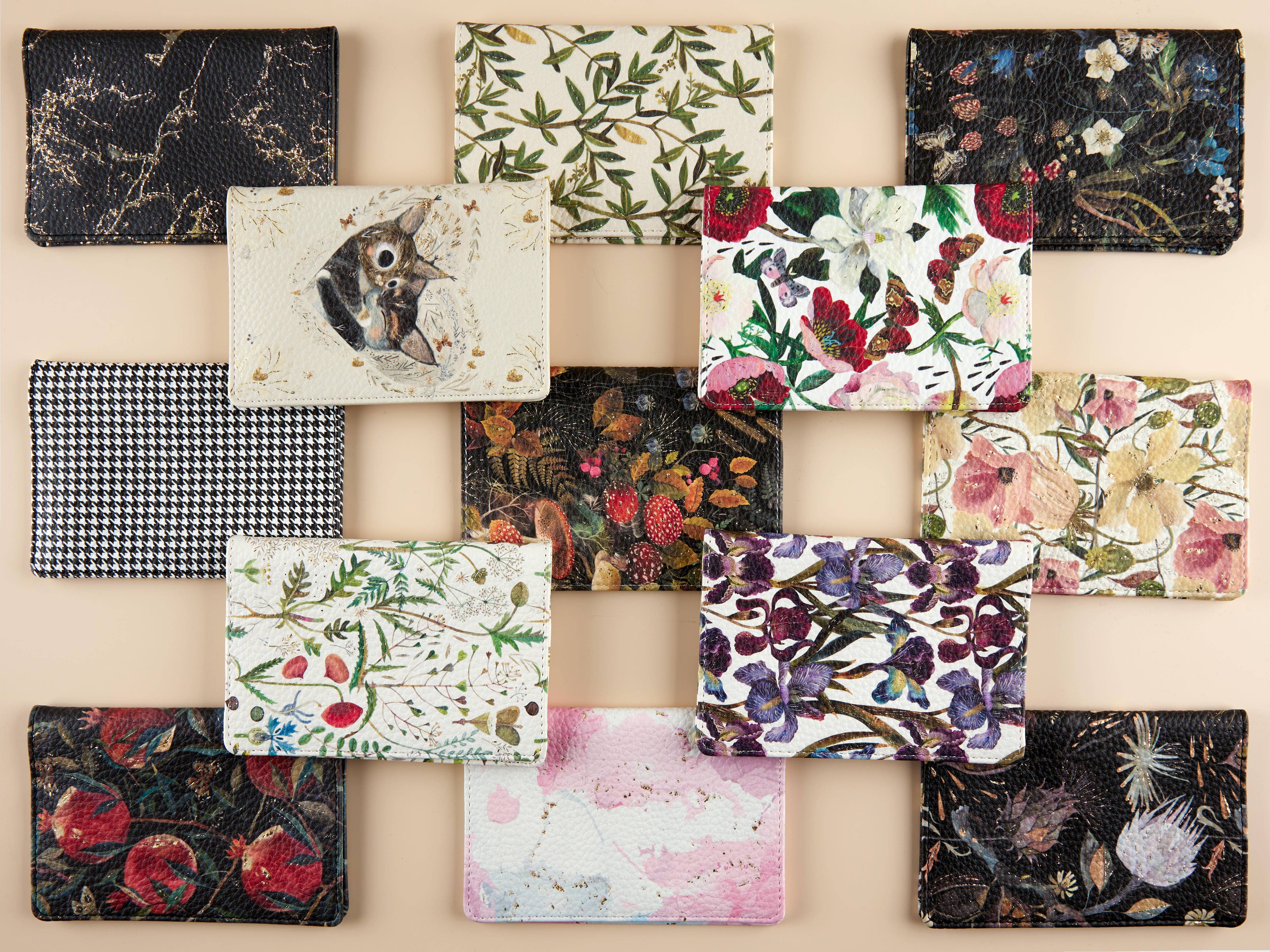 BV by Bruno Visconti - Wholesale Passport Case - Women's - Vegan Leather Passport Cover - Greens and Flowers2