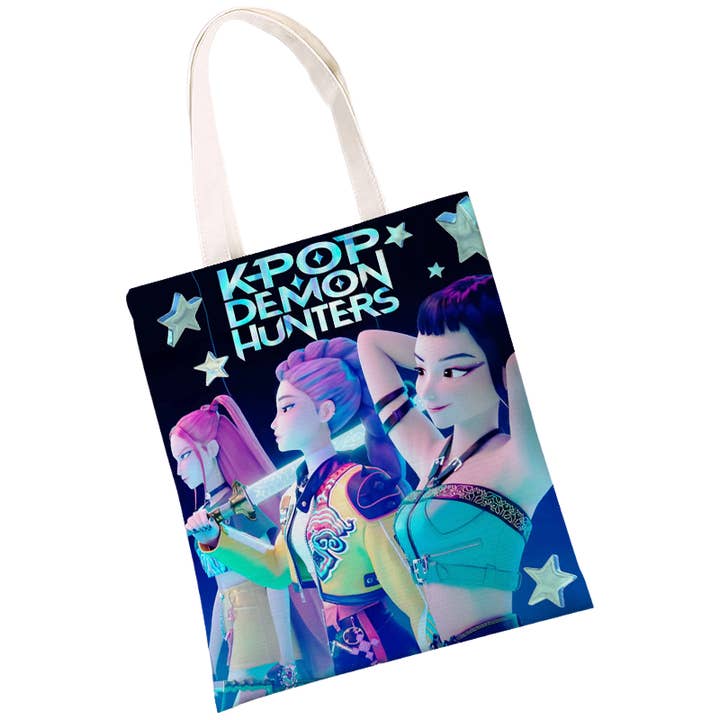 Auraquise - Wholesale Tote Bag - Women's - K-Pop Demon Hunters & Fansa Boy Group Double-Sided Printed Canvas Tote Bag, Large Capacity Shoulder Bag0