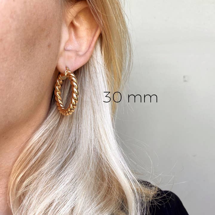 GoldFi - Wholesale Hoop Earrings - 18k Gold Filled Twisted Tube Hoop Earrings - The Croissant Hoops