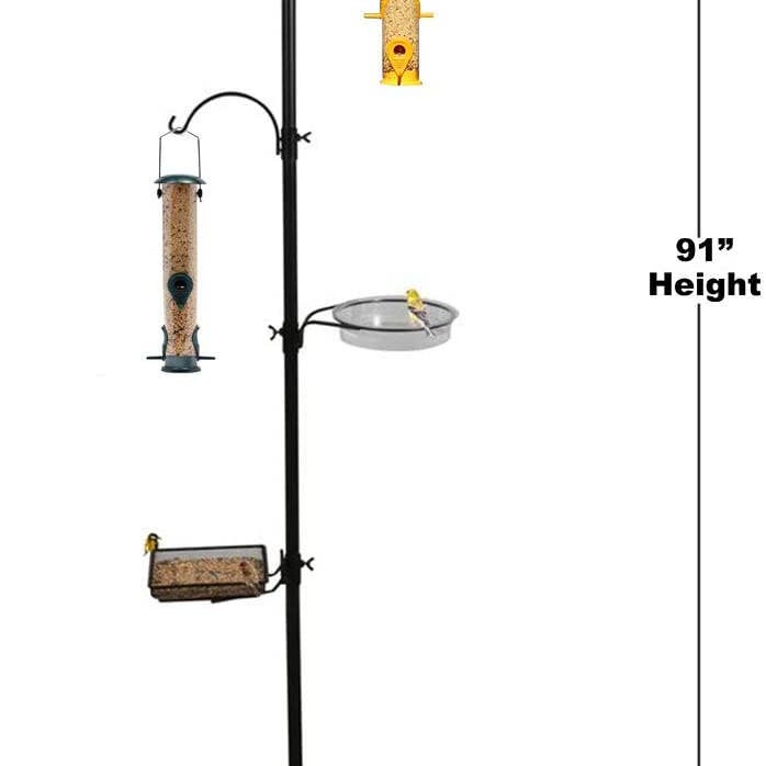 Ashman Online - Wholesale Bird Feeder - Premium Bird Feeding Station with 2 Bird Feeders Included for Outside - Multi Feeder Pole Stand Kit with 4 Hangers, Bird Bath and 5 Prong Base for Attracting Wild Birds - 22 Inch Wide x 92 Inch Tall.7