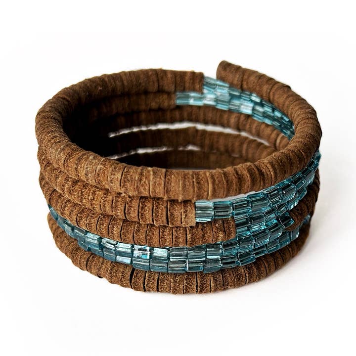 Suede Spiral Beaded Cuff B013 for wholesale by WAIWAI