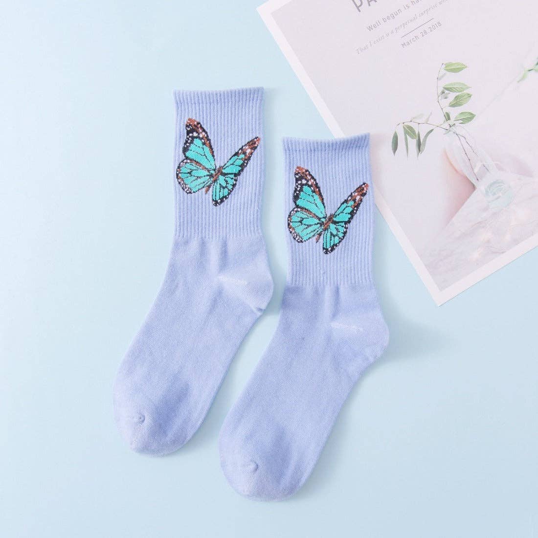 Funkyrel® Atzbranding Limited - Wholesale Socks - Women's - Rufia - Butterfly Print Colorful Socks2