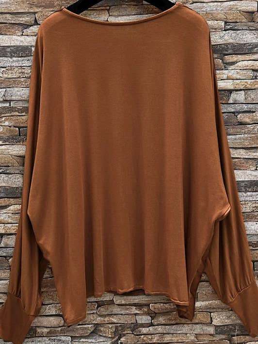LOOWIE - Wholesale Blouse - Women's - ELUCO Italian Copper Dressy Satin Front Fluid Blouse